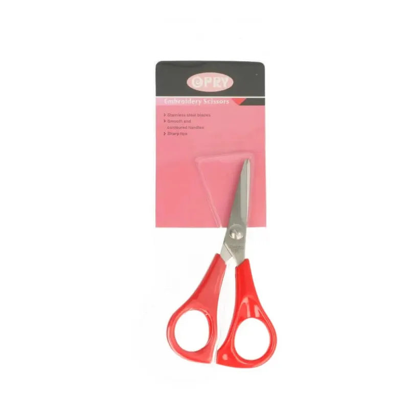 Ciseaux de loisir Opry Red en acier laqué rouge pour mercerie et crochet