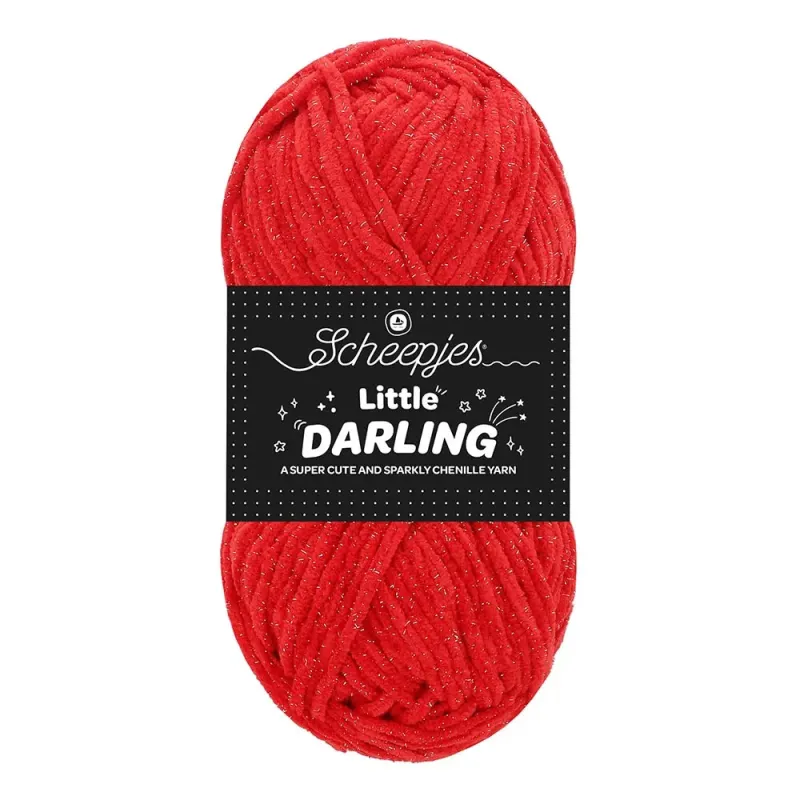 Fil chenille Scheepjes Little Darling Sparkle 50g - Cherry Sparkle