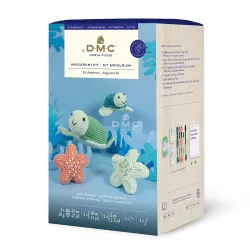 Kit crochet débutant Amigurumi Tortue Ocean DMC avec fils Happy Cotton et crochet inclus.