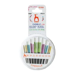 Boîte 24 aiguilles chenille PONY Black sans nickel Chat Crochet