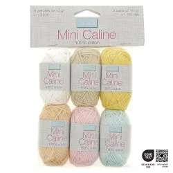 Assortiment de fil coton couleurs pastel Mini Câline Trimits - 6 x 10g