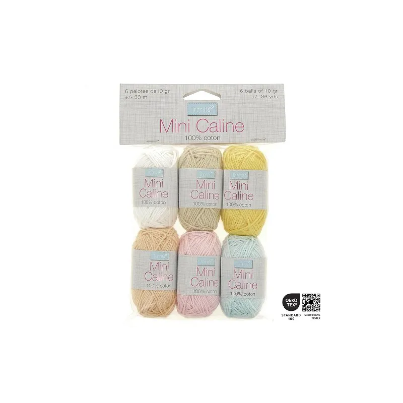 Assortiment de fil coton couleurs pastel Mini Câline Trimits - 6 x 10g