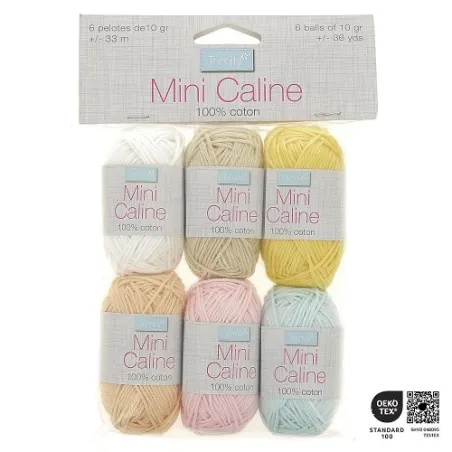 Assortiment de fil coton couleurs pastel Mini Câline Trimits - 6 x 10g