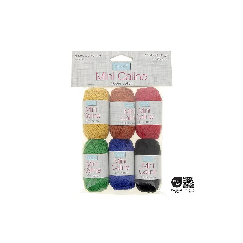 Assortiment de fil coton couleurs éclatantes Mini Câline Trimits - 6 x 10g