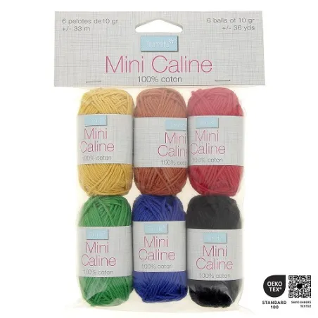 Assortiment de fil coton couleurs éclatantes Mini Câline Trimits - 6 x 10g