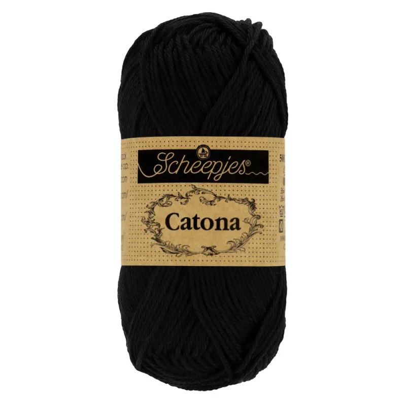 Coton Scheepjes Catona 50g 110 Jet Black - Chat Crochet