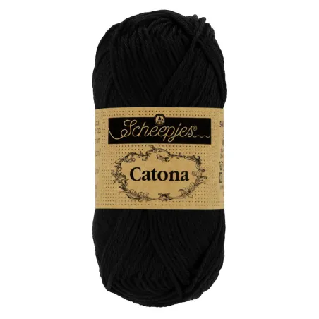 Coton Scheepjes Catona 50g 110 Jet Black - Chat Crochet