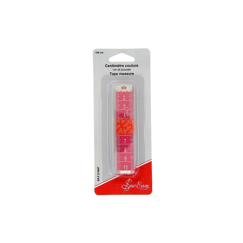 Mètre Ruban souple de150cm, couleur rose.