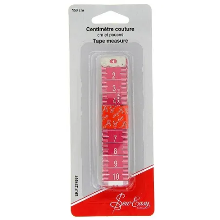 Mètre Ruban souple de150cm, couleur rose.