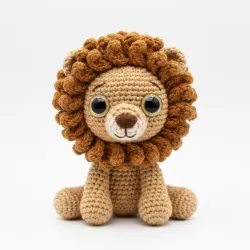 Lion amigurumi au crochet avec Yeux de sécurité Or & Noir