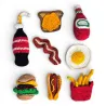 Dinette crochet fast-food burger frites hot-dog bacon et soda fait main.